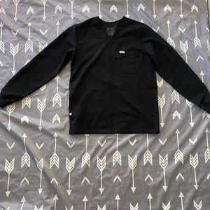 Xs figs mens black chisec long sleeve scrub top